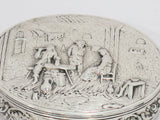 4.5 in - European Silver Antique German Hanau Tavern Scene Oval Box