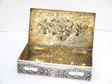 7.75" European Silver Gilt Inside Antique German Five Cherubs Flower Basket Box