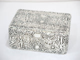 5 in - Sterling Silver Mauser Antique Playing Music Scene Floral Scroll Box