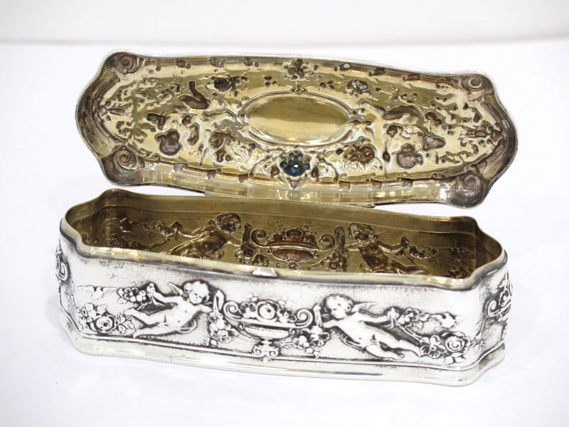 5.5 in - Sterling Silver Gorham Antique Cherubs Roses Box