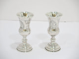 Pair of 3.75 in - 84 Silver Antique Russian c. 1882 Floral Vodka Shot Goblets