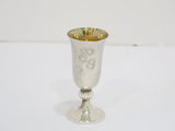 5 pc 3 3/8" 916 Silver Gilt Inside Vintage Russian Floral Vodka Shot Goblet Set