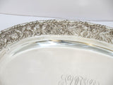 21 in - Sterling Silver S. Kirk & Son Antique Floral Repousse Oval Platter