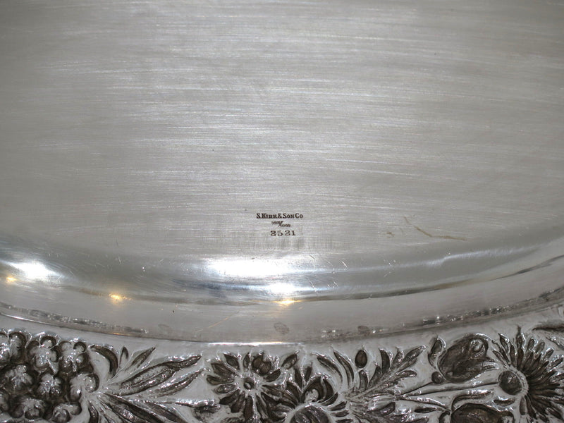 21 in - Sterling Silver S. Kirk & Son Antique Floral Repousse Oval Platter