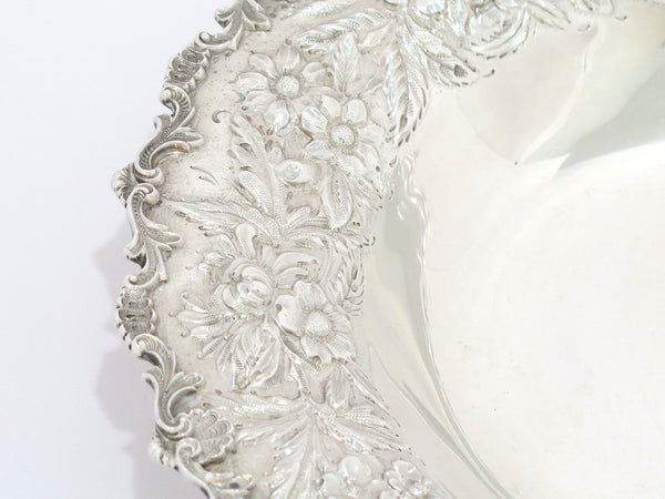 9.75" Sterling Silver S. Kirk & Son Antique Floral Repousse Hand-Decorated Bowl