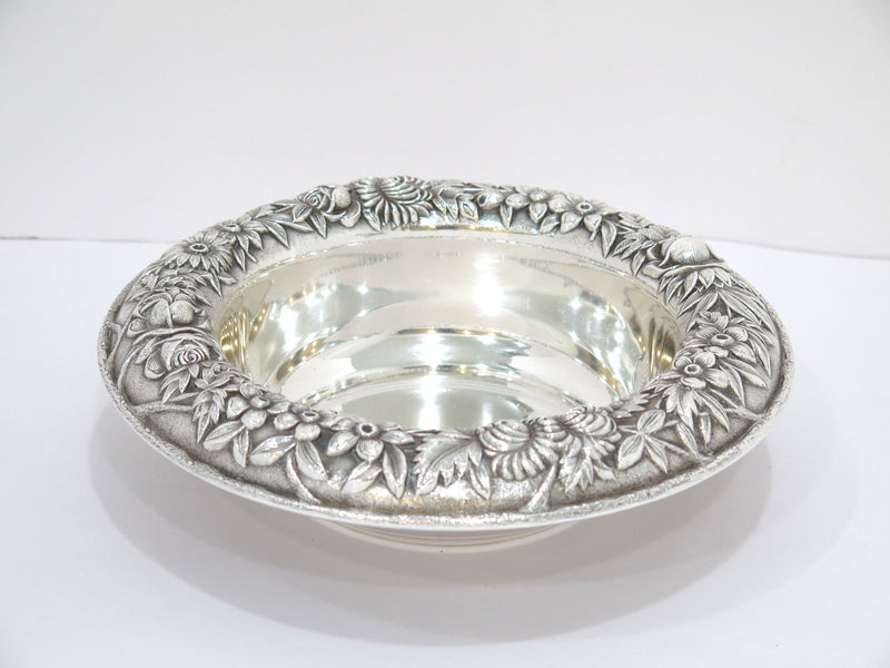 9.5 in - Sterling Silver S. Kirk & Son Antique Floral Repousse Serving Bowl