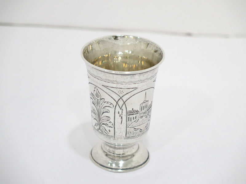 2 7/8 in - 84 Silver Antique Russian c. 1877 Footed Vodka Shot Cup