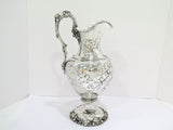 14 3/8 in - Coin Silver Lincoln & Foss, Boston Antique Oak Motif Pitcher