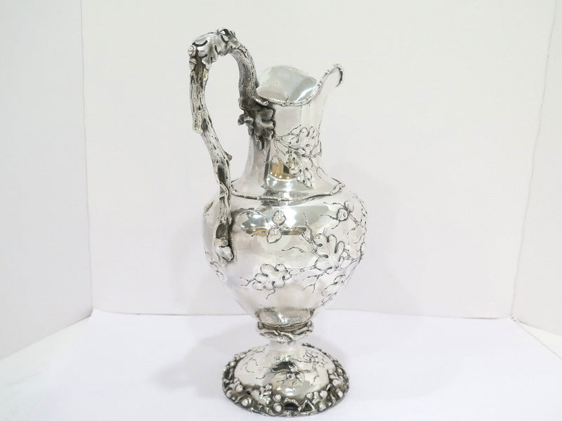 14 3/8 in - Coin Silver Lincoln & Foss, Boston Antique Oak Motif Pitcher