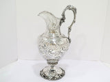 14 3/8 in - Coin Silver Lincoln & Foss, Boston Antique Oak Motif Pitcher