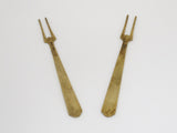 Pair of 3 5/8 in - Sterling Silver Enamel Vintage Russian Olive Forks