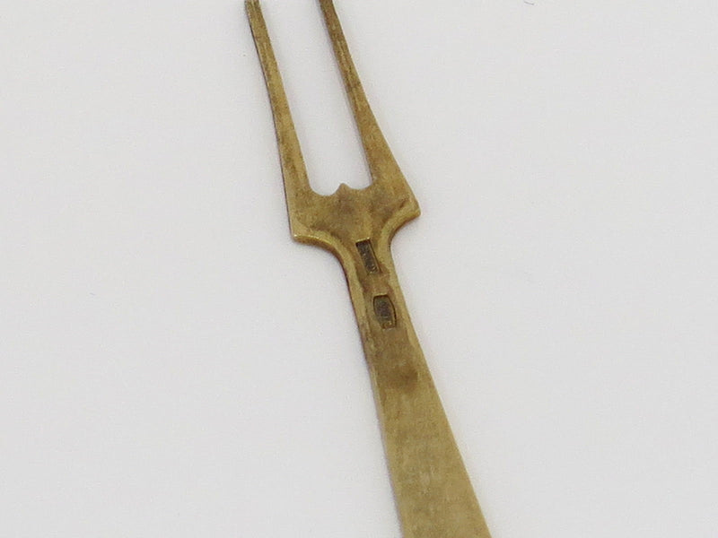 Pair of 3 5/8 in - Sterling Silver Enamel Vintage Russian Olive Forks