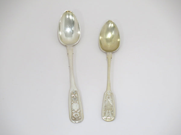 Two 84 Silver Antique Russian Fancy Teaspoons