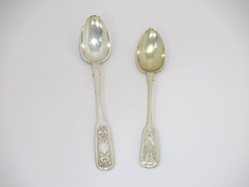 Two 84 Silver Antique Russian Fancy Teaspoons