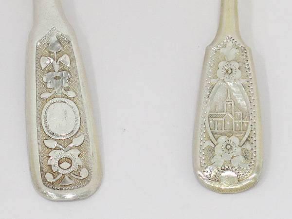 Two 84 Silver Antique Russian Fancy Teaspoons