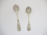 Two 84 Silver Antique Russian Fancy Teaspoons