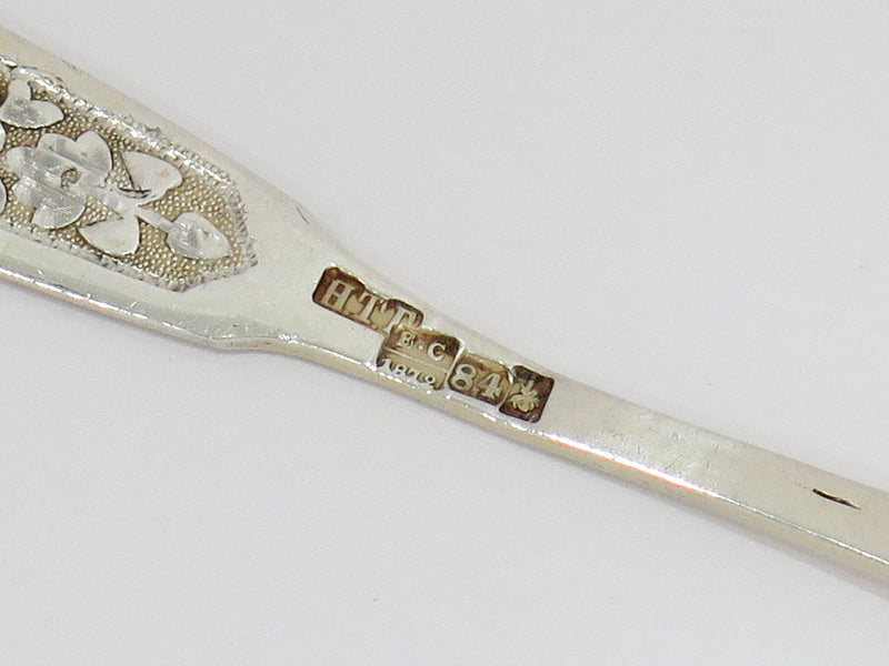 Two 84 Silver Antique Russian Fancy Teaspoons
