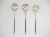 3 piece - 5.25 in - 84 Silver Antique Russian Rope Handle Teaspoon Set