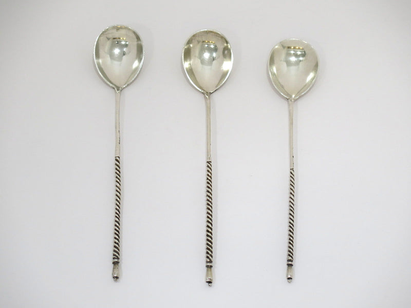 3 piece - 5.25 in - 84 Silver Antique Russian Rope Handle Teaspoon Set