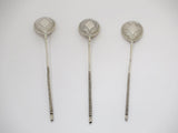 3 piece - 5.25 in - 84 Silver Antique Russian Rope Handle Teaspoon Set