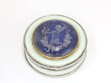 2 7/8 in - Sterling Silver Quartz Solid Gold Bezel Antique Cherub Guilloche Box