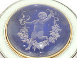 2 7/8 in - Sterling Silver Quartz Solid Gold Bezel Antique Cherub Guilloche Box