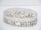 6 3/8 in - European Silver Gilt Interior Antique German Hanau Mermaid Oval Box