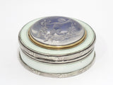 2 7/8 in - Sterling Silver Quartz Solid Gold Bezel Antique Cherub Guilloche Box
