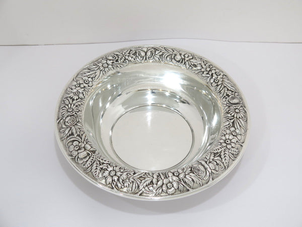 10 in - Sterling Silver S. Kirk & Son Antique Floral Repousse Serving Bowl