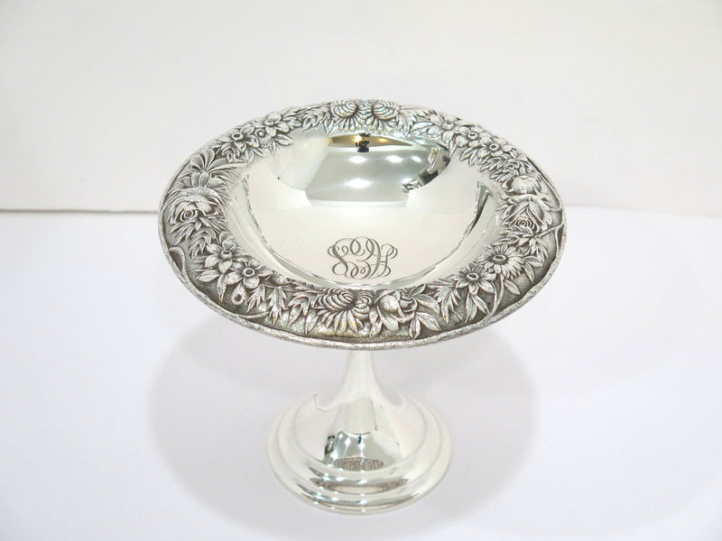 7.25" Sterling Silver S. Kirk & Son Antique Floral Repousse Footed Serving Bowl