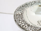 7.25" Sterling Silver S. Kirk & Son Antique Floral Repousse Footed Serving Bowl