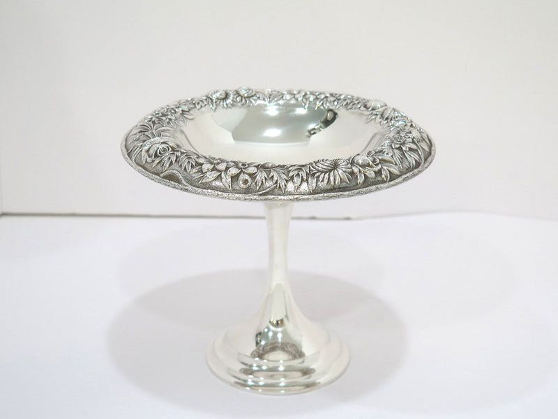 7.25" Sterling Silver S. Kirk & Son Antique Floral Repousse Footed Serving Bowl