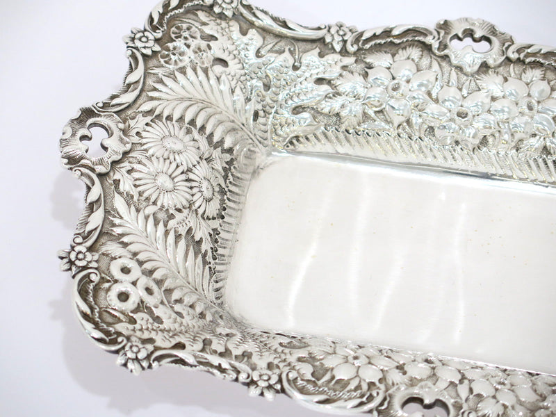 11.5 in - Sterling Silver Jacobi & Jenkins Antique Floral Repousse Dish