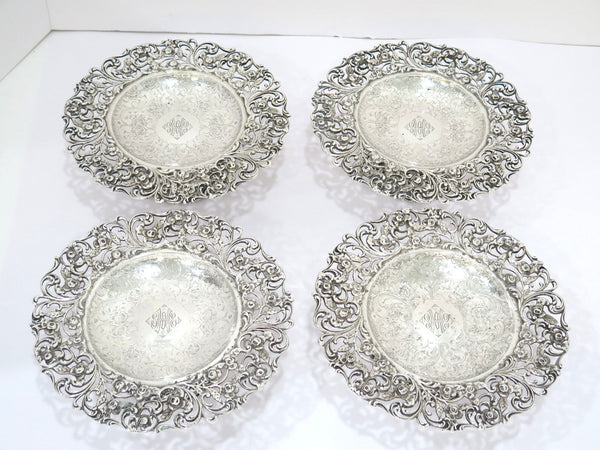Four 7.25" Sterling Silver Bailey, Banks & Biddle Antique Floral Cake Stands