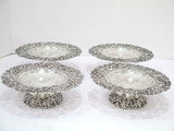 Four 7.25" Sterling Silver Bailey, Banks & Biddle Antique Floral Cake Stands