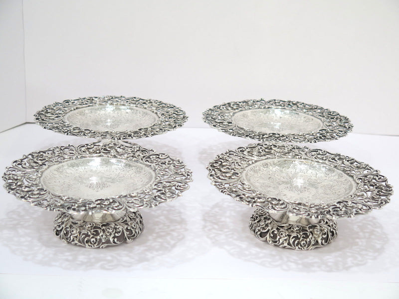 Four 7.25" Sterling Silver Bailey, Banks & Biddle Antique Floral Cake Stands