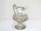 9 7/8 in - Sterling Silver Stieff Vintage Hand Chased Floral Repousse Pitcher