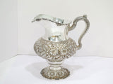 9 7/8 in - Sterling Silver Stieff Vintage Hand Chased Floral Repousse Pitcher