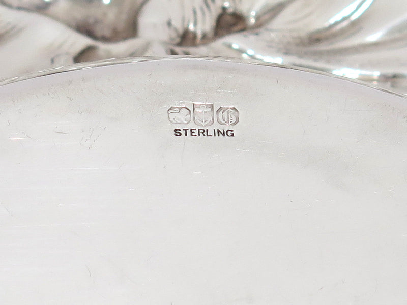 15 in - Sterling Silver Gorham Antique Peony Repousse Oval Serving Bowl