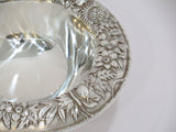 9.5 in Sterling Silver S. Kirk & Son Vintage Floral Repousse Footed Serving Bowl