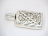 6.25 in - Sterling Silver Antique Japanese Flower Butterfly Flask