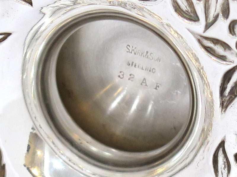 10 in Sterling Silver S. Kirk & Son Vintage Floral Repousse Footed Serving Bowl