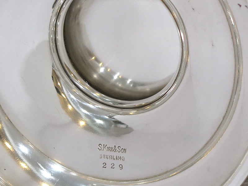 9.5 in Sterling Silver S. Kirk & Son Vintage Floral Repousse Footed Serving Bowl