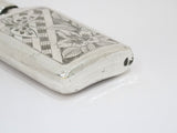 6.25 in - Sterling Silver Antique Japanese Flower Butterfly Flask