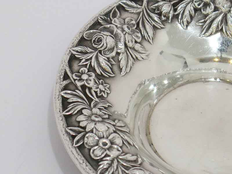 6 in - Sterling Silver S. Kirk & Son Antique Floral Repousse Candy Nut Dish