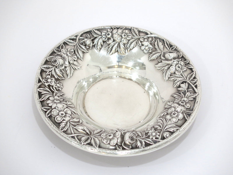 6 in - Sterling Silver S. Kirk & Son Antique Floral Repousse Candy Nut Dish