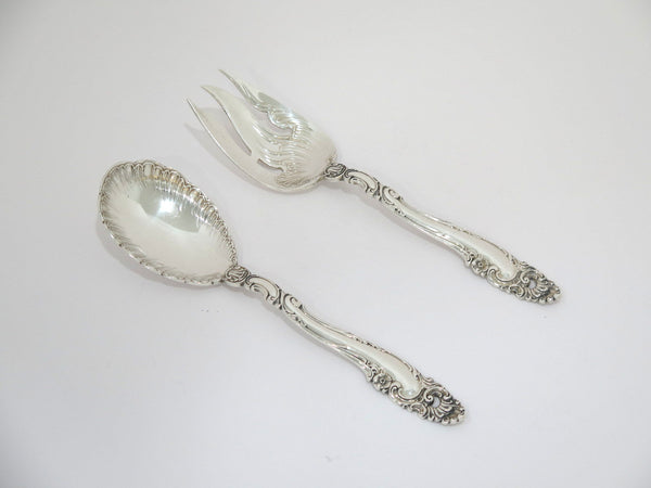 Sterling Silver Gorham Vintage Decor Pattern c. 1953 Serving Spoon & Fork