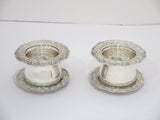 2 Sterling Silver Kirk & Son Antique Floral Repousse Toothpick Holders w Saucers