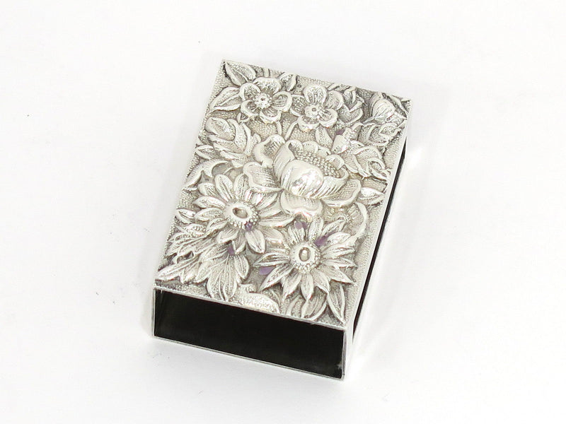 1 5/8 in - Sterling Silver S. Kirk & Son Vintage Floral Repousse Match Box Case