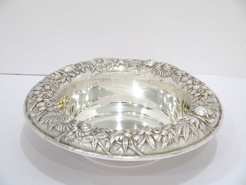 9.5 in - Sterling Silver S. Kirk & Son Vintage Floral Repousse Serving Bowl